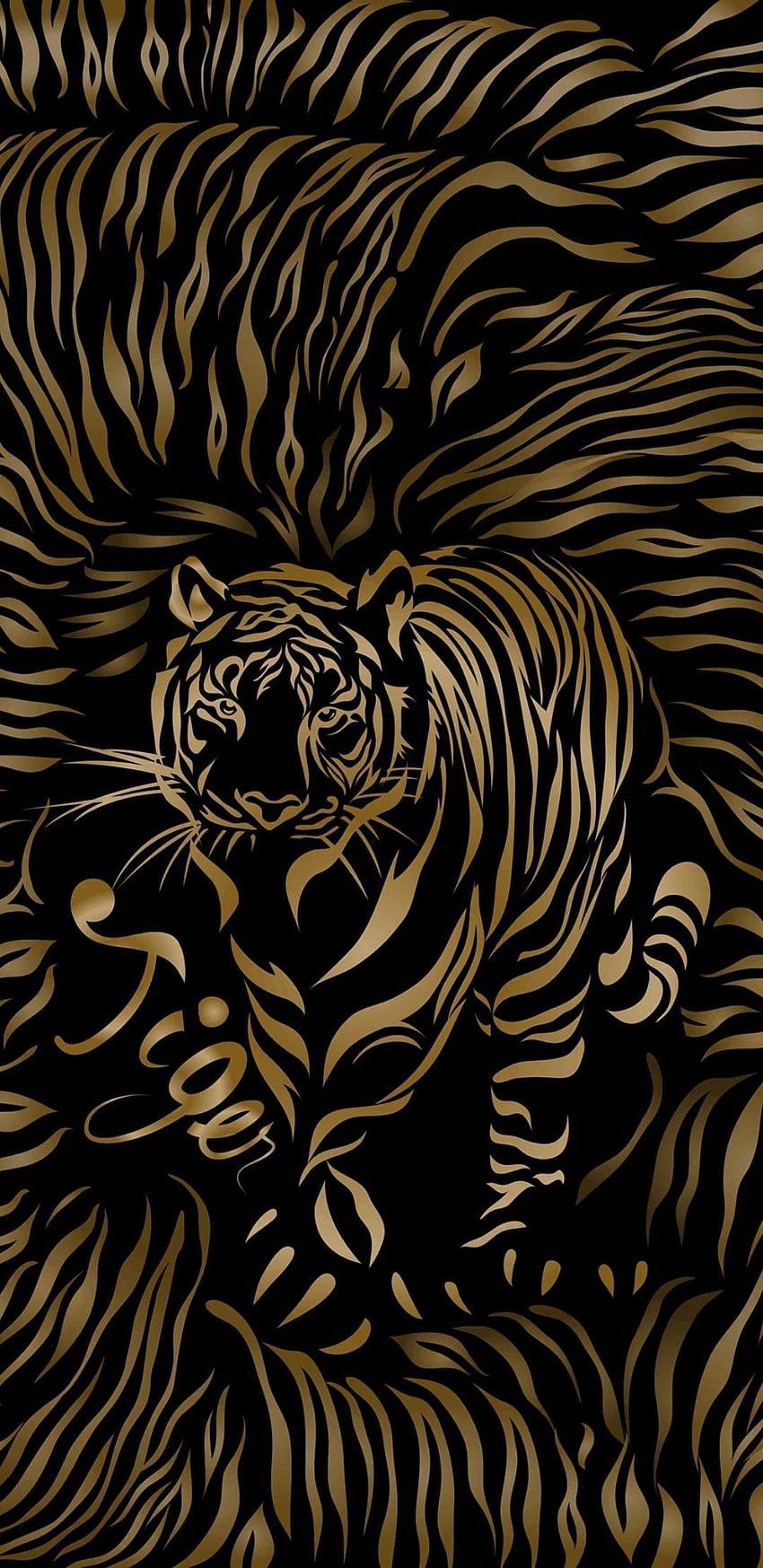 Trish su nero e oro. Arte della tigre, arte, tigre, tigre d'oro Sfondo del telefono HD
