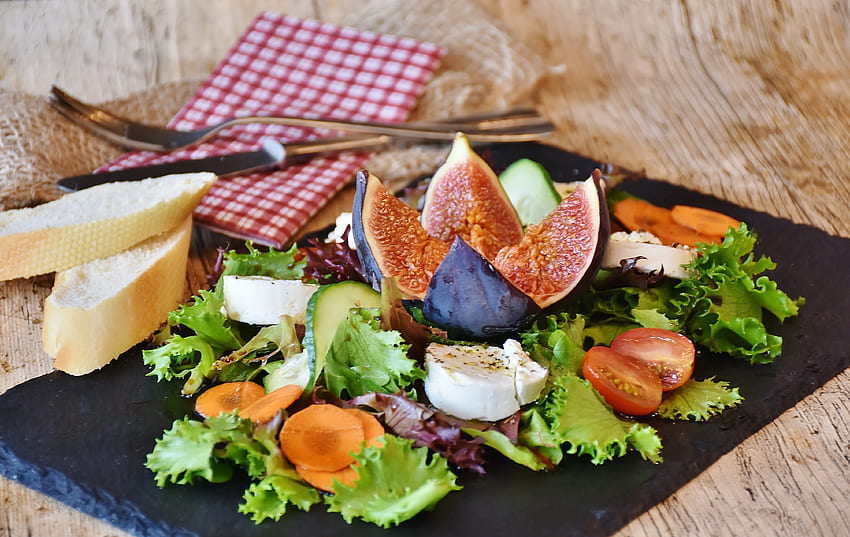 Food, Vegetables, Cheese, Fig, Tomatoes, Salad HD wallpaper