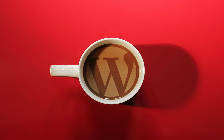 Cool red background morning coffee Wordpress HD wallpaper