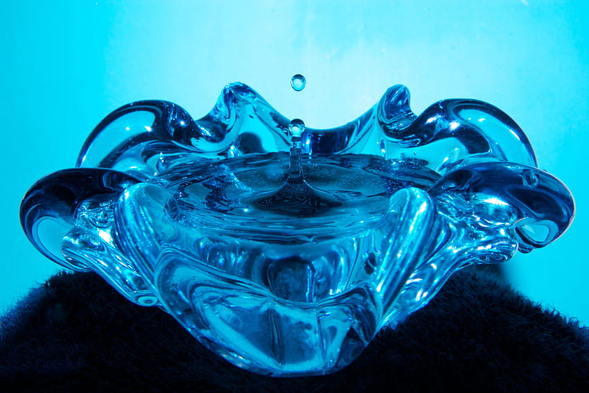 Glass Droplet, blue, glass, , น้ำ, หยดน้ำ วอลล์เปเปอร์ HD