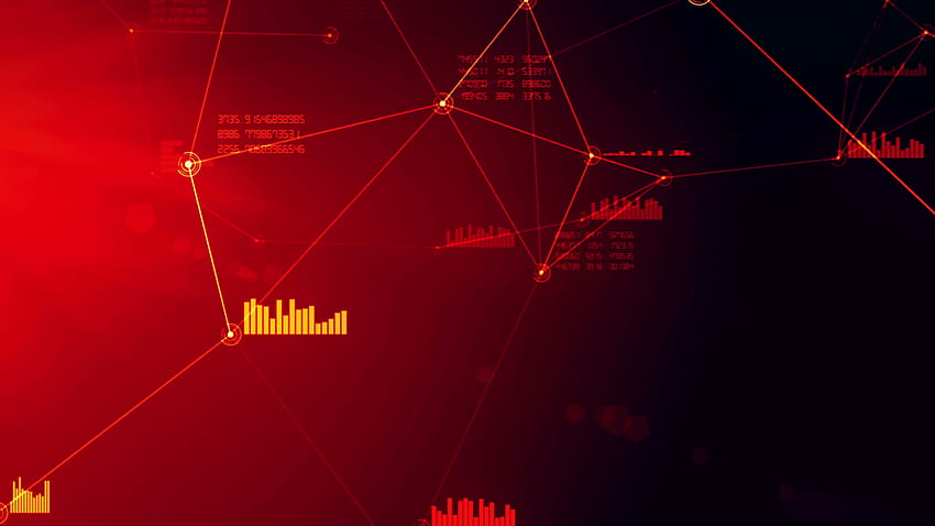 Réseau rouge abstrait futuriste et animation 3D de connexion de données. Les nœuds de particules en boucle se déplacent et se connectent en boucle parfaite. Concept de technologie, de communication et de médias sociaux. Fond de mouvement mat canal alpha - Storyblocks Fond d'écran HD