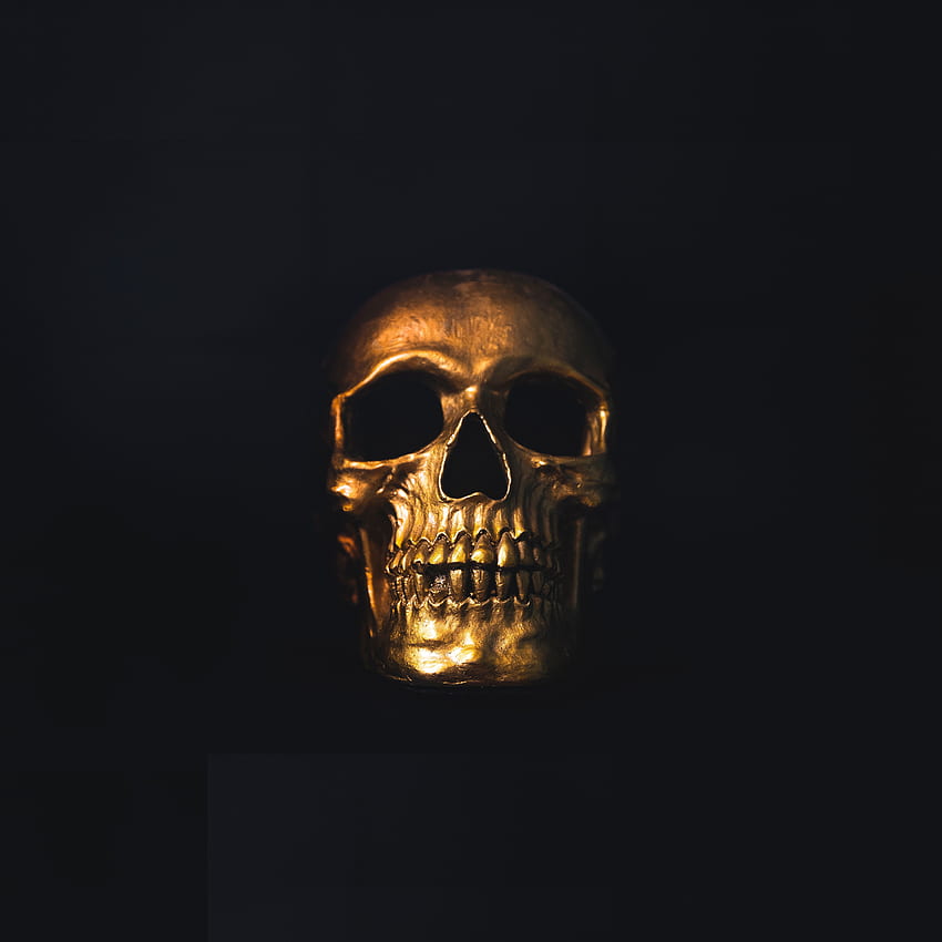Golden skull, minimal HD phone wallpaper