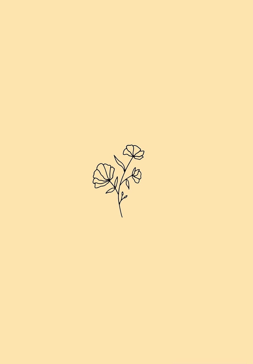Dessins esthétiques minimaux jaunes, dessin de plante minimaliste Fond d'écran de téléphone HD