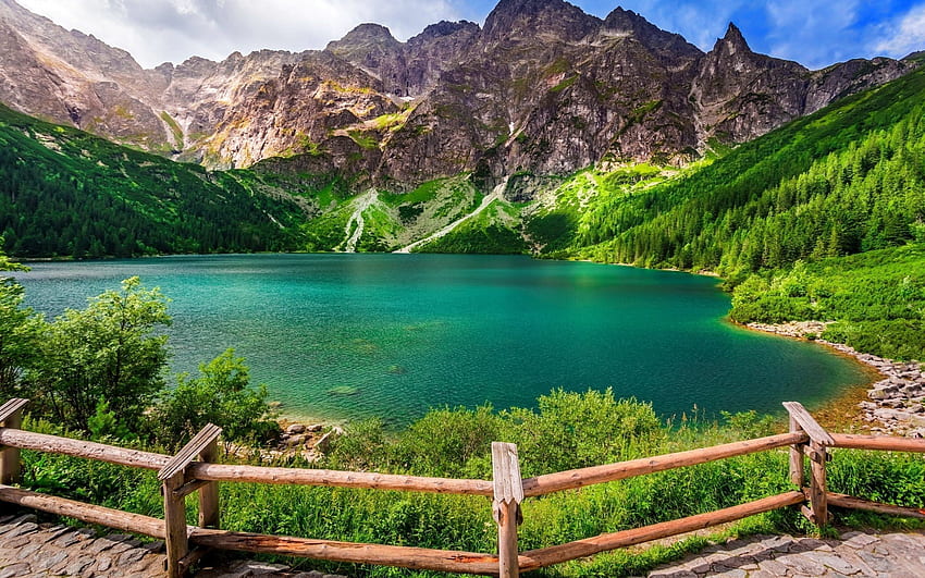 Morskie Oko, montañas Tatra, verano, lago de verano fondo de pantalla