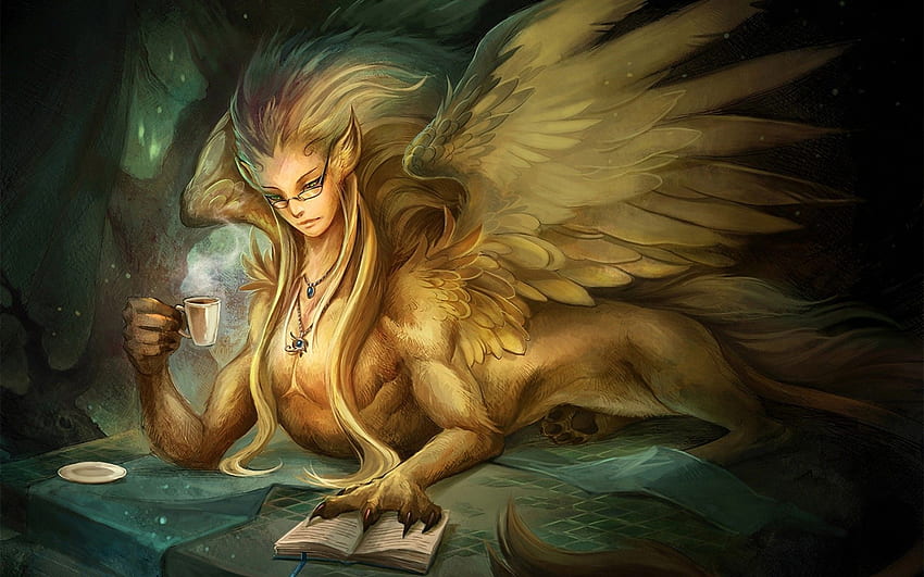 Fantasy Sphinx Art Wings Array Wallwuzz, 3D Mythology HD wallpaper