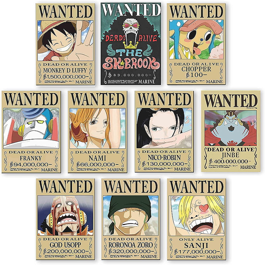 One Piece Wanted Posters, New Edition, Straw Hat Pirates Crew Luffy Chopper Zoro Nami Usopp Sanji Jinbe Franky Brook Robin(10pcs): Posters & Prints, Usopp Bounty HD phone wallpaper