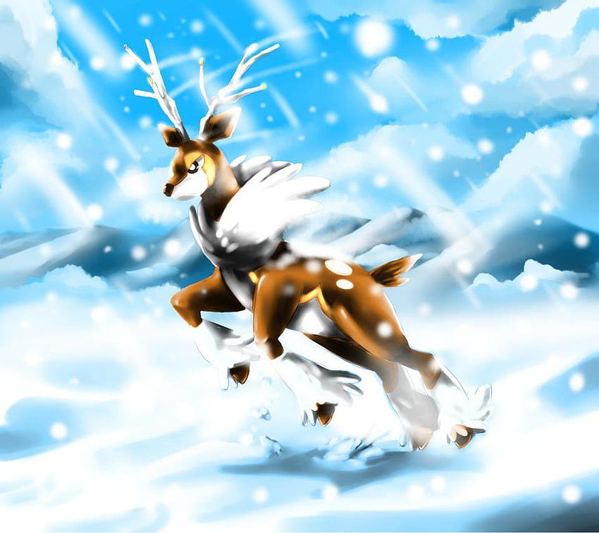 Pokemon][BW]Sawsbuck Winter By L Jing HD wallpaper