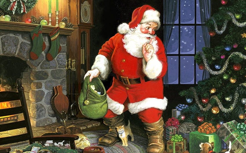 Ssst ซานตาคลอสในวันคริสต์มาส Pictur วอลล์เปเปอร์ HD
