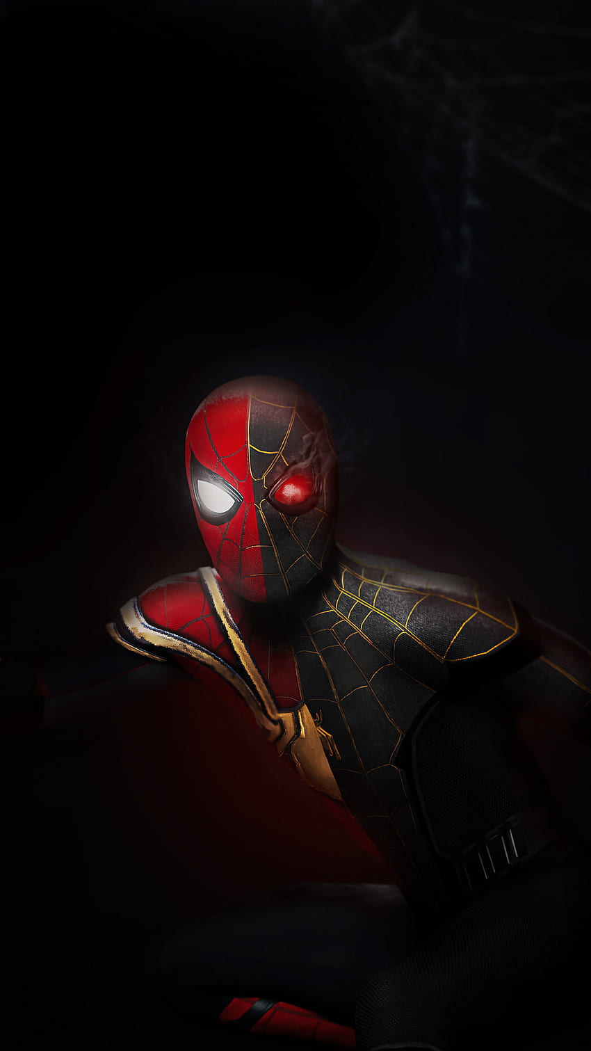 Spider-Man Amoled, game, Spider Man, entertainment, comics, black, oled, no way home, sin camino a casa, movies, ps4, red, gold suite, dark, games, black suite, comic HD phone wallpaper