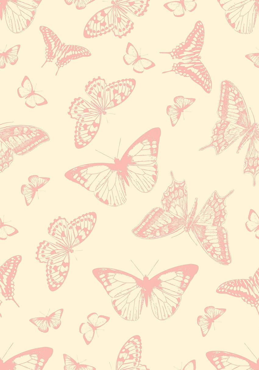 Pattern Vintage Pink, Vintage Butterfly HD phone wallpaper