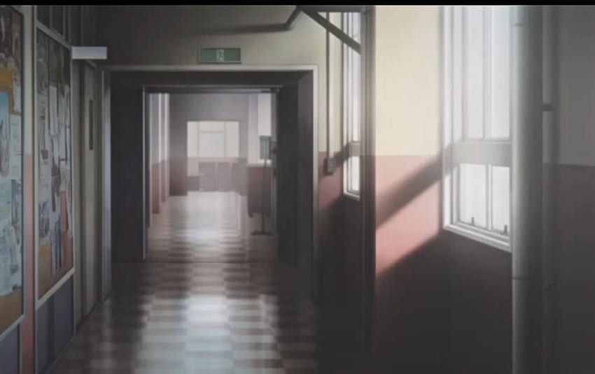 Un pasillo de la escuela de anime. Paisaje de anime, Paisaje de anime, de sala de estar fondo de pantalla