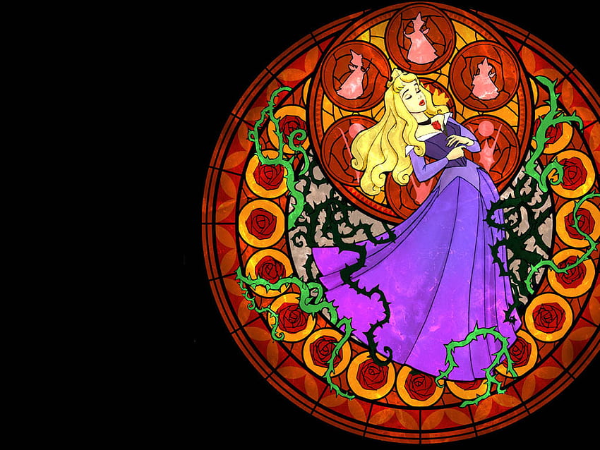Aurora - Sleeping Beauty Stained Glass Kingdom Hearts - HD wallpaper