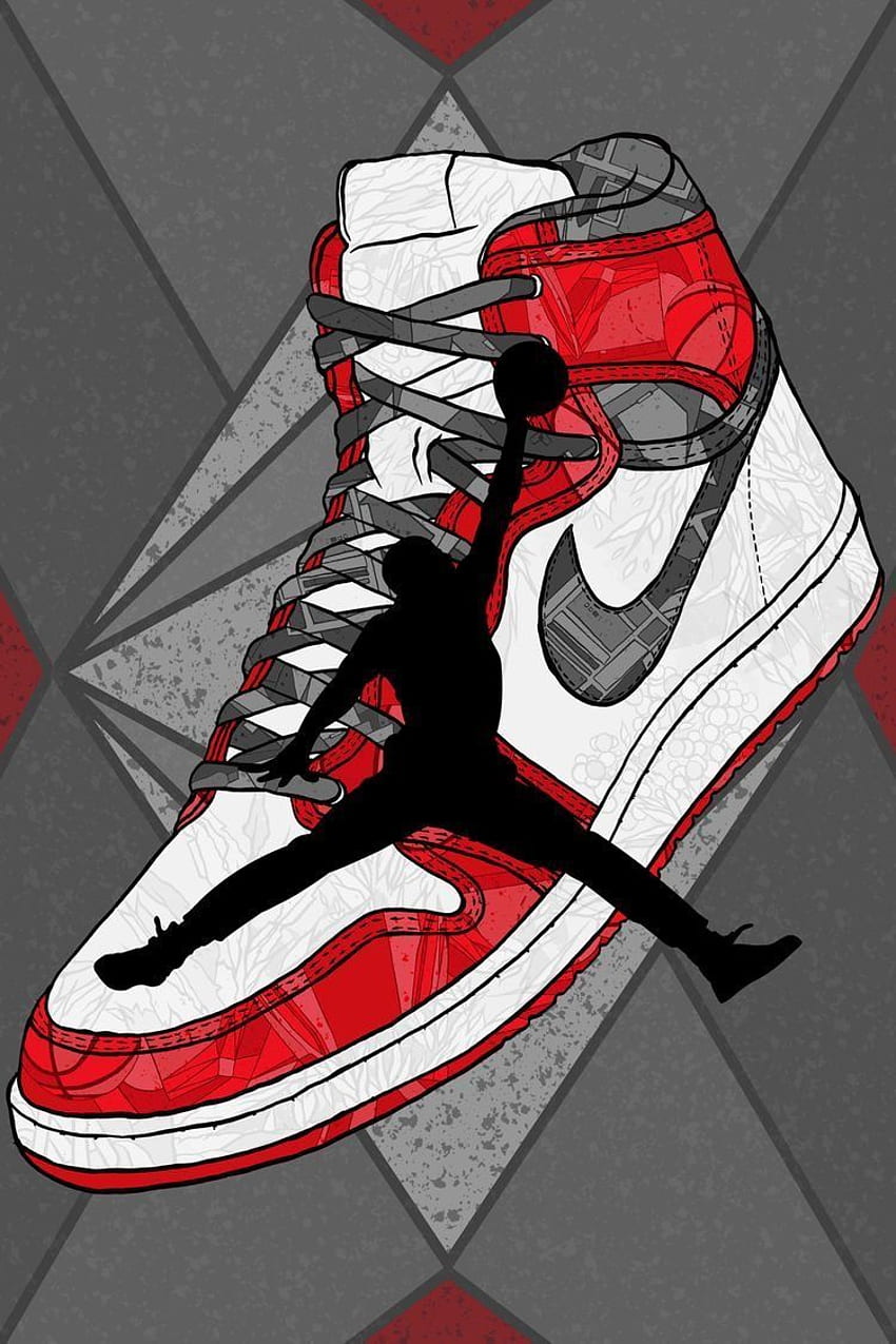 Jordan Nike Rojo, Cool Jordan Sneaker fondo de pantalla del teléfono