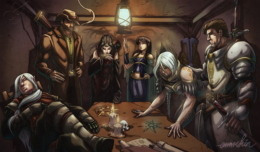 Group of people gathering near table graphic , Pathfinder, mmorpg, fantasy art, video games HD wallpaper