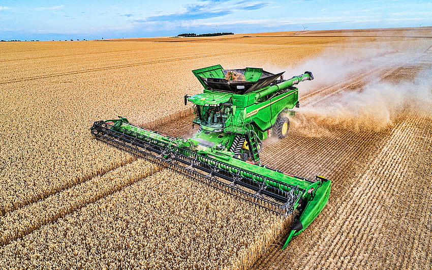 John Deere X9 Series, , зърнокомбайн, 2021 комбайни, реколта пшеница, концепции за жътва, R, концепции за селското стопанство, John Deere за с резолюция . Високо качество HD тапет