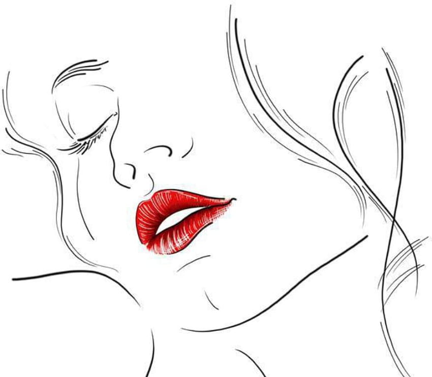 While your lips are still red, white, color, , , colour, woman, sketch, pic, drawing, red, wall, lips HD wallpaper