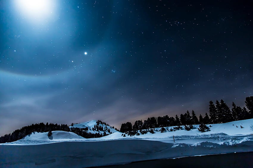 Piękne, które dowodzą, że Szwajcaria powinna być Twoim następnym celem na zimę, szwajcarską nocą Tapeta HD