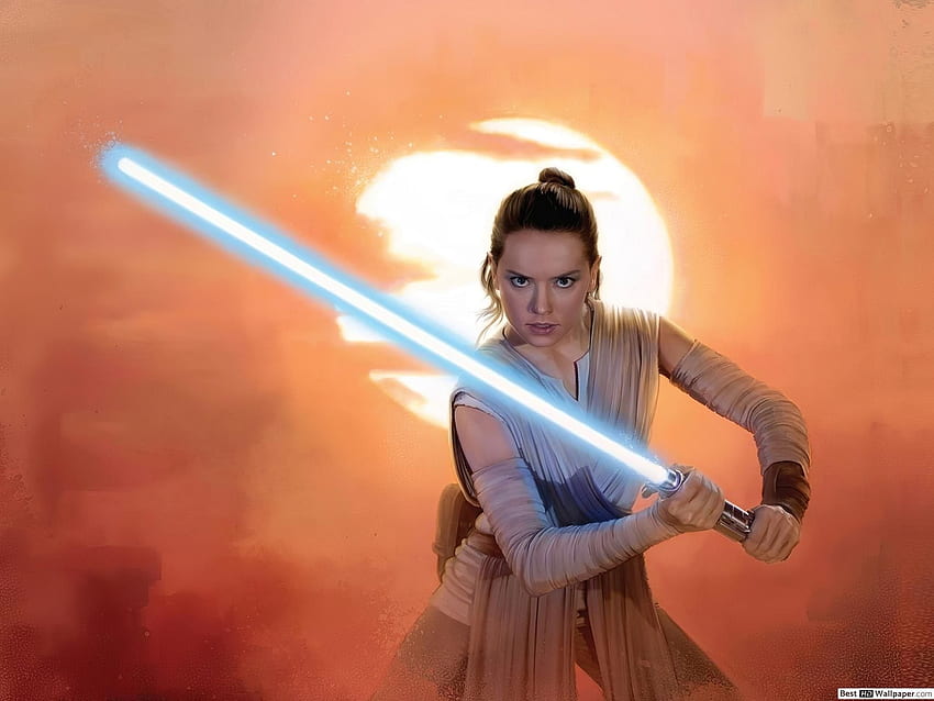 Star wars Rey's blue lightsaber , White Lightsaber HD wallpaper