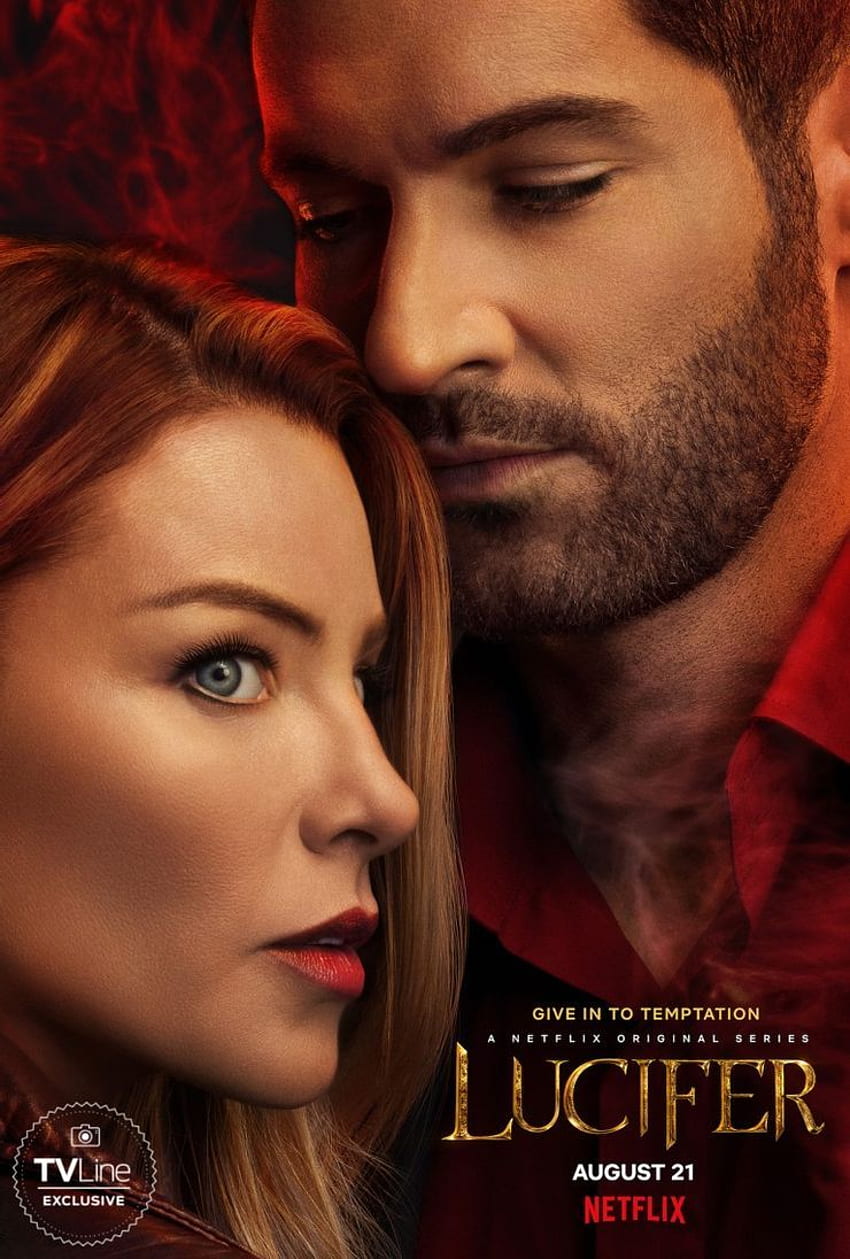L'affiche de la saison 5 de Lucifer fait allusion à la romance naissante de Chloé avec le diable Fond d'écran de téléphone HD