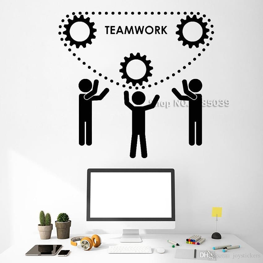 New Style Vinyl Wall Decal Teamwork Office Motivation Gear Wall Sticker Adesivo De Parede Removable Unique Gift Wall Tattoos Wall Tattoos HD phone wallpaper