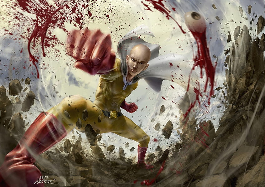 Saitama, One-Punch Man, anime boy, obras de arte papel de parede HD