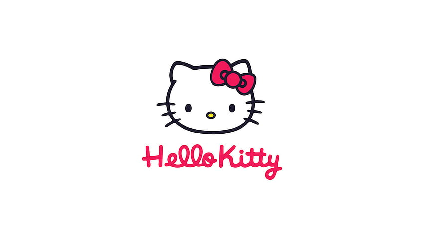 für seinen Laptop. Hallo Kitty-Logo-Kunst, niedliches Weiß, niedlicher Hallo-Kitty-Laptop HD-Hintergrundbild