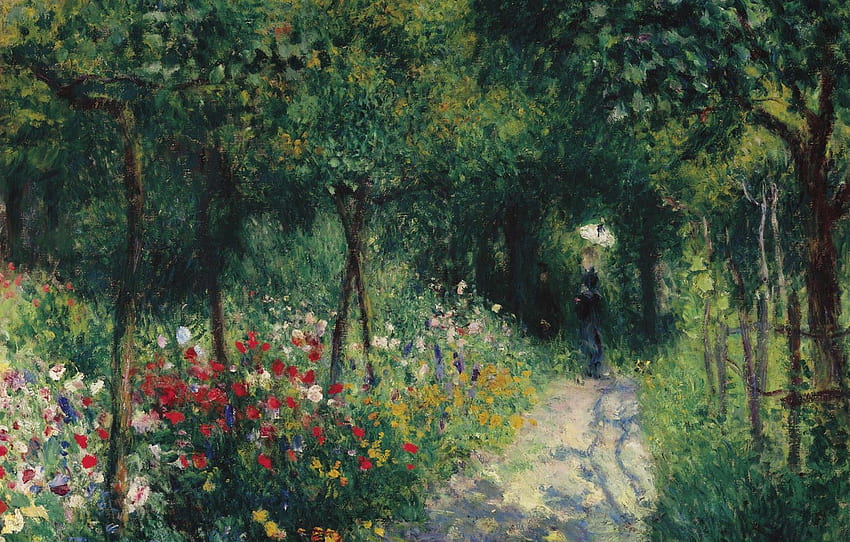 pemandangan, , 1873, Pierre Auguste Renoir, Pierre Auguste Renoir, Wanita di Taman untuk , bagian живопись, Seni Renoir Wallpaper HD