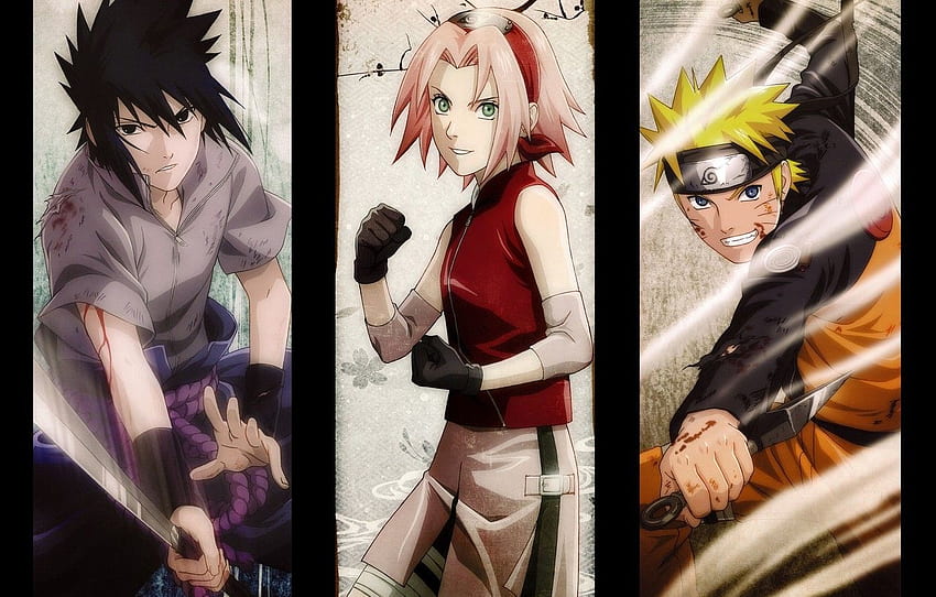 regard, sang, katana, mains, gants, bandeau, Naruto Sakura Fond d'écran HD