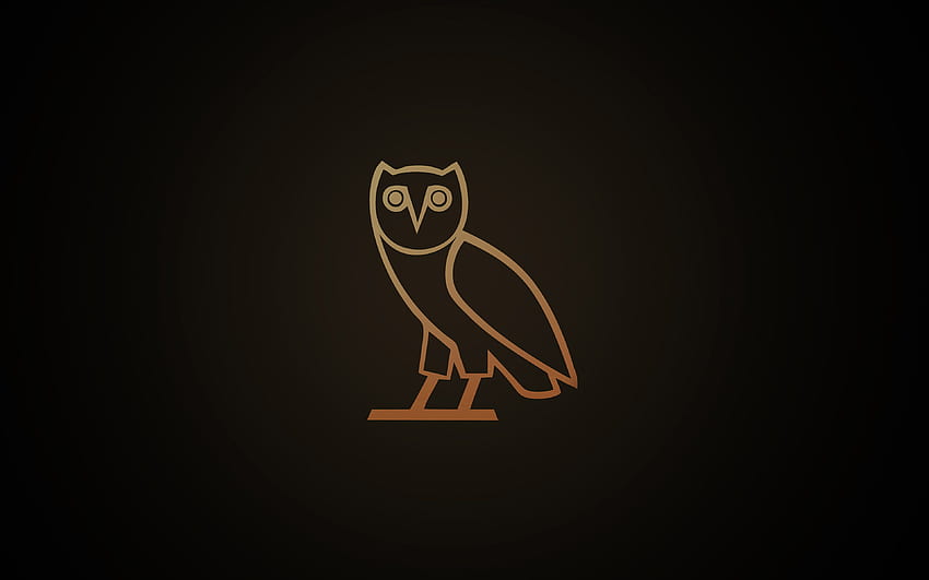 Ovo-Eulen-Logo dunkel minimal, Nachteulen-Karikatur HD-Hintergrundbild
