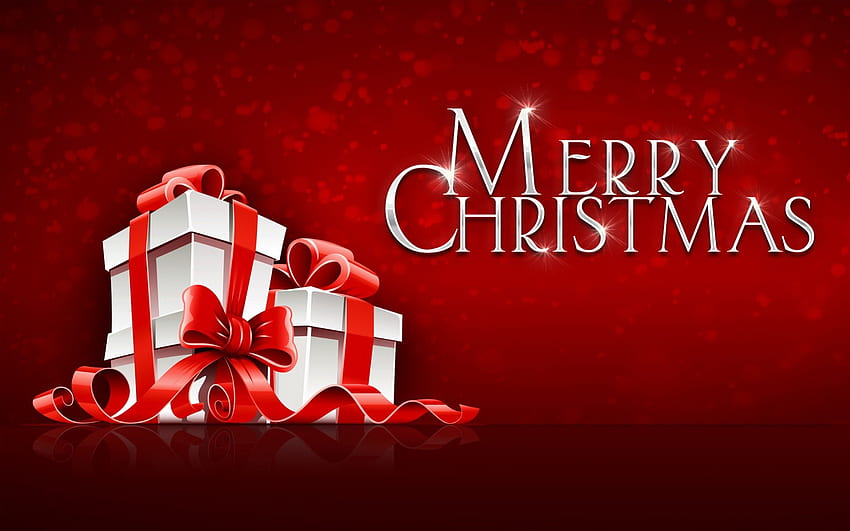 Весела Коледа, празници, коледа, червено, , подарък HD тапет