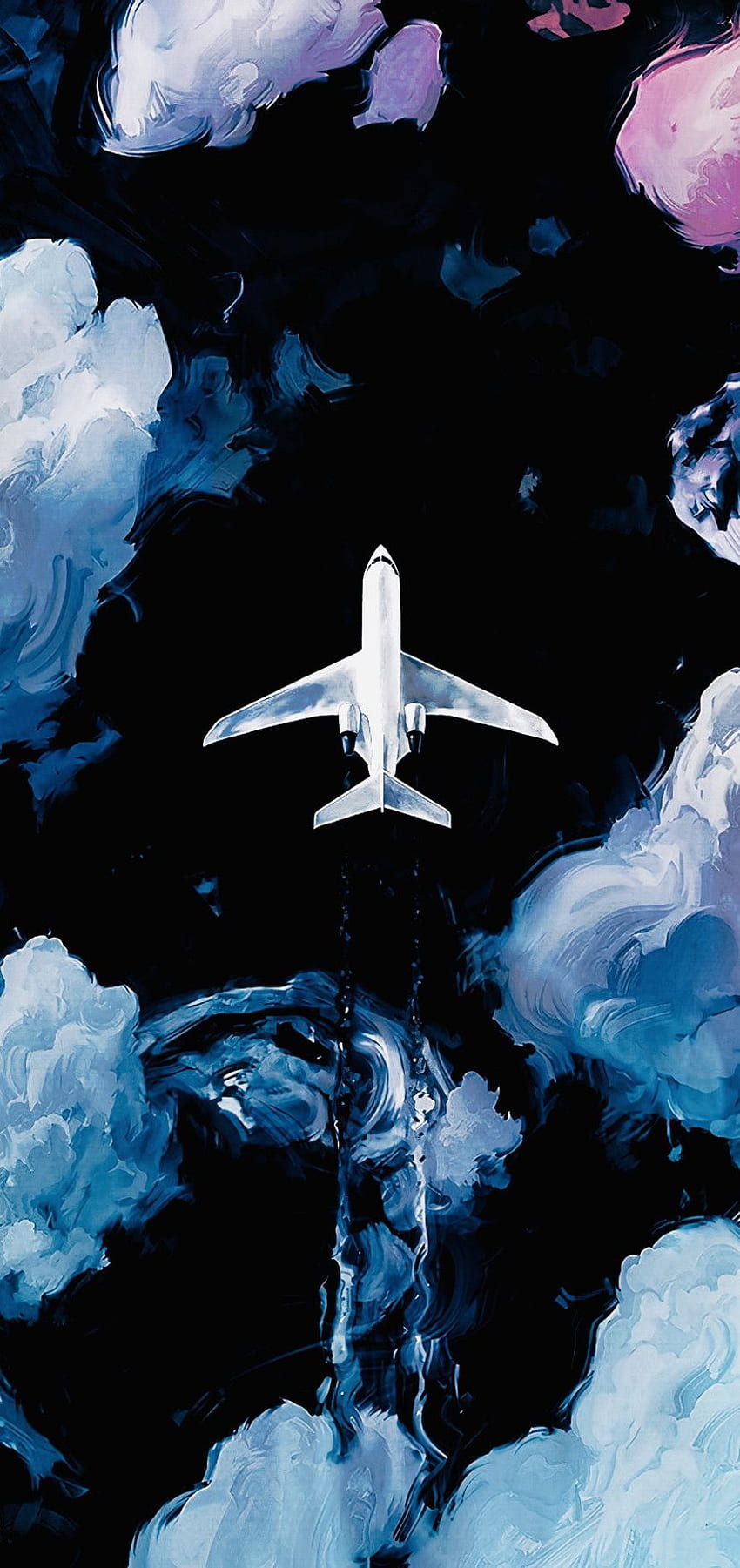 Fliegen. Landschaft, Dunkel, Flugzeug, Flugzeugkunst HD-Handy-Hintergrundbild