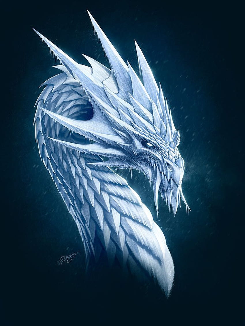 Ice Dragon Висококачествена резолюция за . Леден дракон, произведения на изкуството на дракон, дракон, тъмен лед HD тапет за телефон