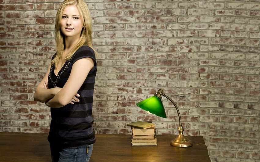 Emily Van Camp, blond long hair, sile, green lamp, actress, female HD wallpaper