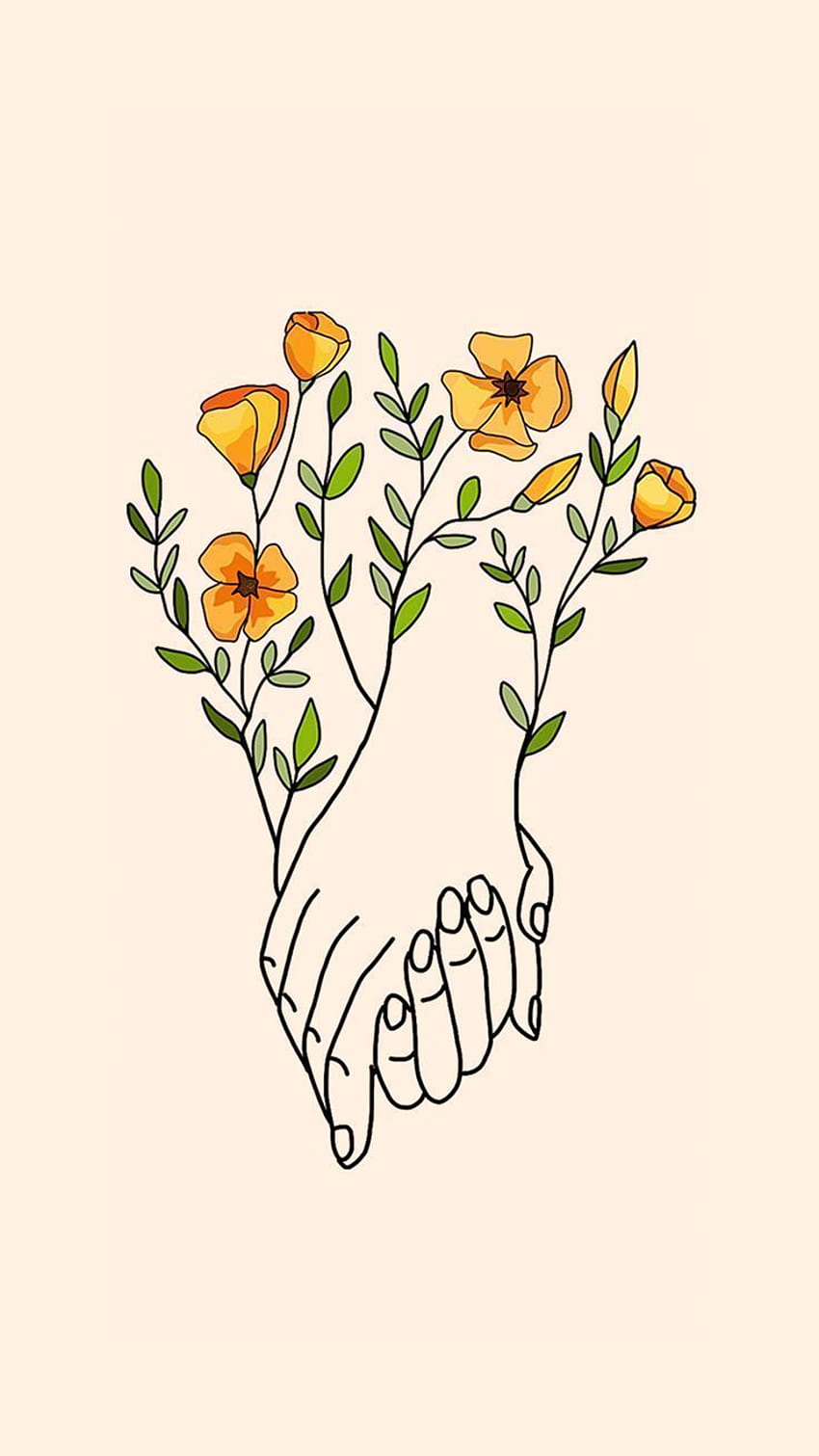 Holding Hands Drawing .teahub.io, Aesthetic Hands HD phone wallpaper