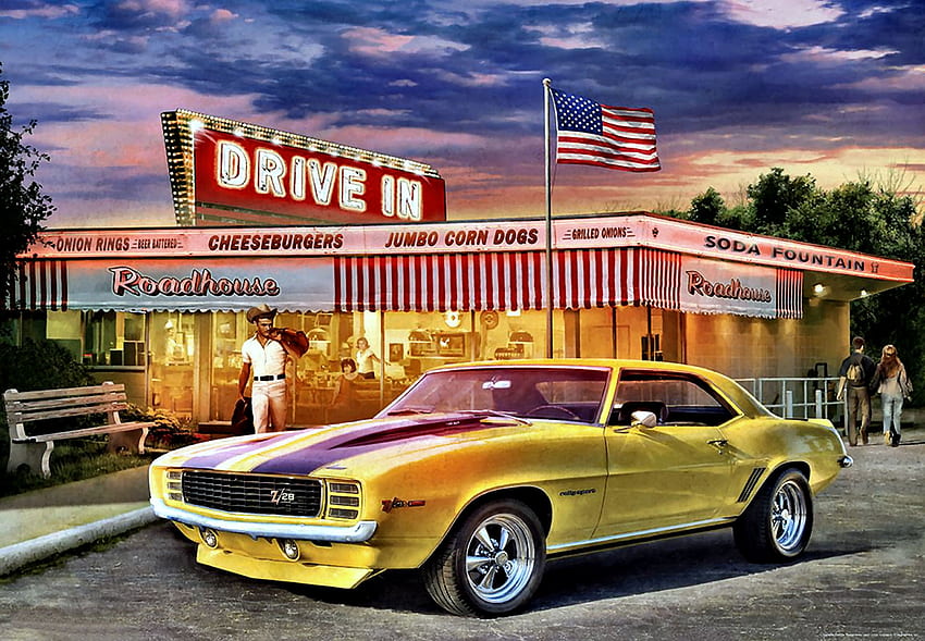 Daytona Yellow Zeta F1C, Zeta, изкуство, автомобили, красив, автомобил, илюстрация, произведение на изкуството, широк екран, , Daytona, Dodge, автомобил HD тапет