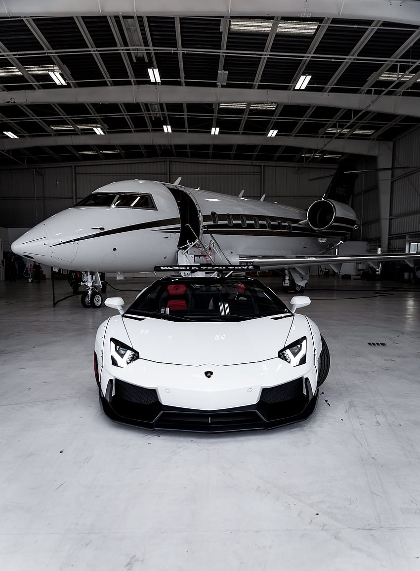 Lamborghini Aventador, Lamborghini, Plane - Private Jet iPhone HD phone wallpaper
