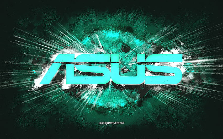 Logo Asus, seni grunge, latar belakang batu pirus, logo pirus Asus, Asus, seni kreatif, logo Asus grunge Wallpaper HD