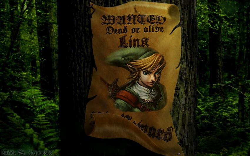 Wanted Link, leaves, video games, zelda, poster, link, forest, wanted, tree HD wallpaper