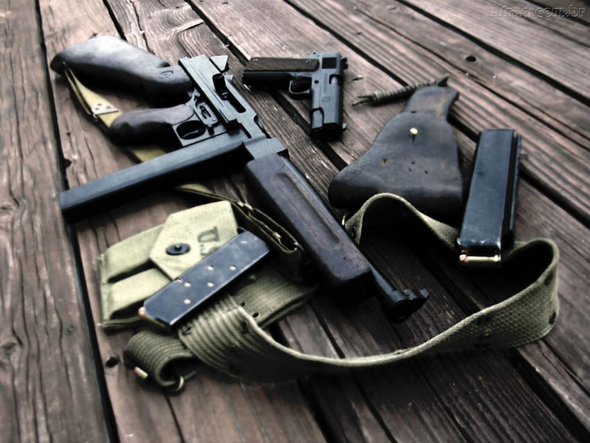 Thompson e pistola, lindas, pistola, fuzil, municao, armas HD wallpaper