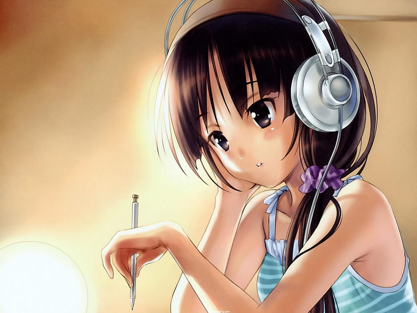 Garota de anime ouvindo música - Garota sedutora com atitude para o seu celular, Garota de anime ouvindo música papel de parede HD