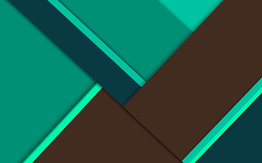 material design, green and brown, geometric shapes, colorful backgrounds, geometric art, creative, background with lines HD wallpaper