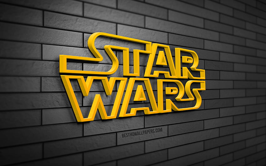 Star Wars 3D logosu, gri brickwall, yaratıcı, markalar, Star Wars logosu, 3D sanat, Star Wars HD duvar kağıdı