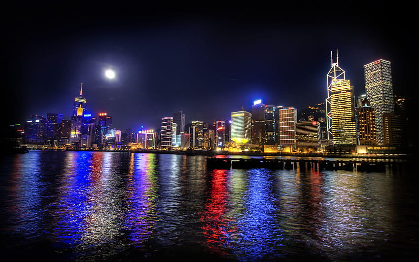 Malam di layar lebar Hong Kong, Pemandangan Hong Kong Wallpaper HD