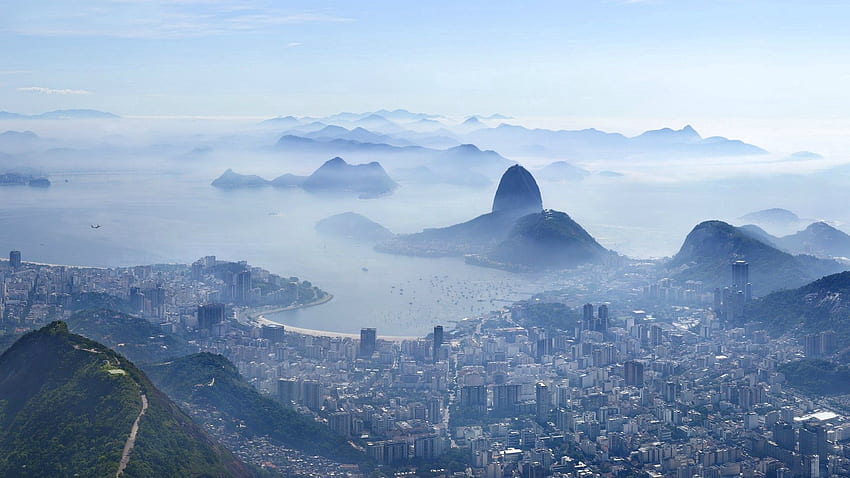 都市, 上からの眺め, 霧, パノラマ, リオデジャネイロ 高画質の壁紙