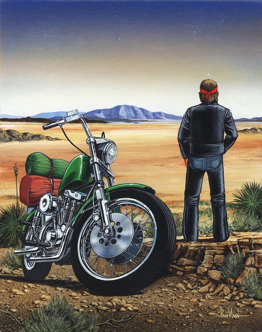 David Mann, arte do motociclista Papel de parede de celular HD