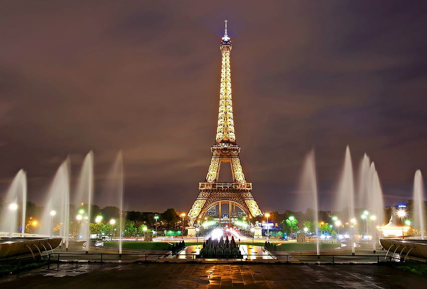 エッフェル塔、パリ、パリ、塔、記念碑、エッフェル、噴水 高画質の壁紙