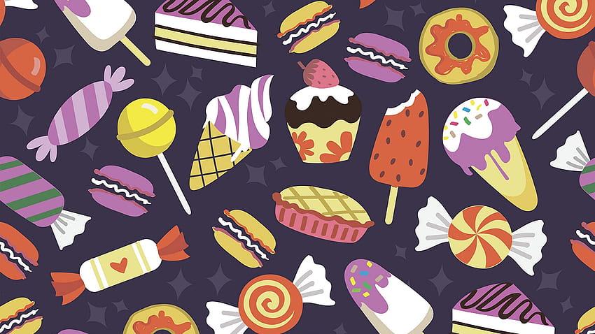 pattern, candy, ice cream, cookies, cupcakes 16:9 background HD wallpaper