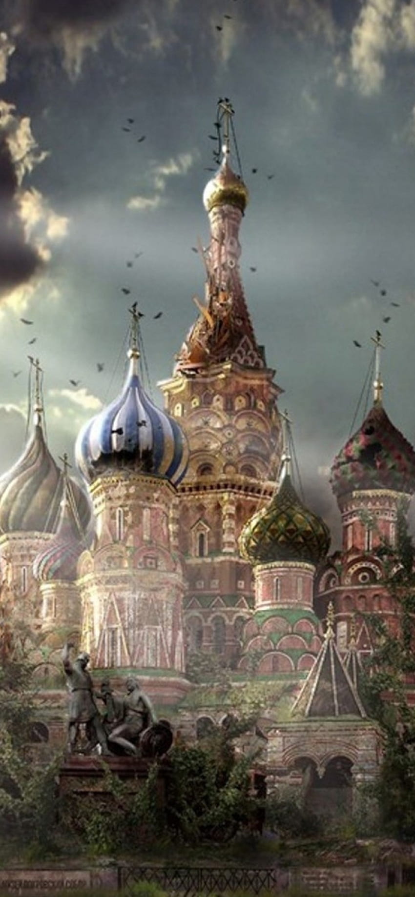 St Basil's Cathedral Moscow Red Square Artistic Clouds for iPhone 12 Pro, Red Square iPhone HD phone wallpaper