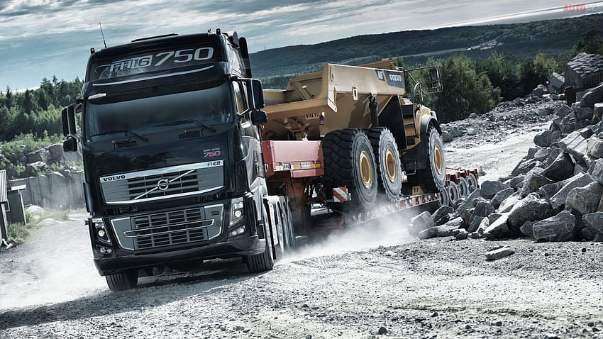 Volvo FH16 750 com caminhão basculante, Caminhão, Transporte, FH16, Volvo, Dump papel de parede HD