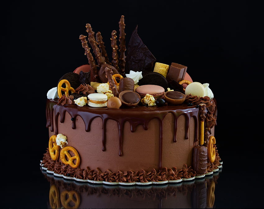 Cake, bun, chocolate, cream HD wallpaper